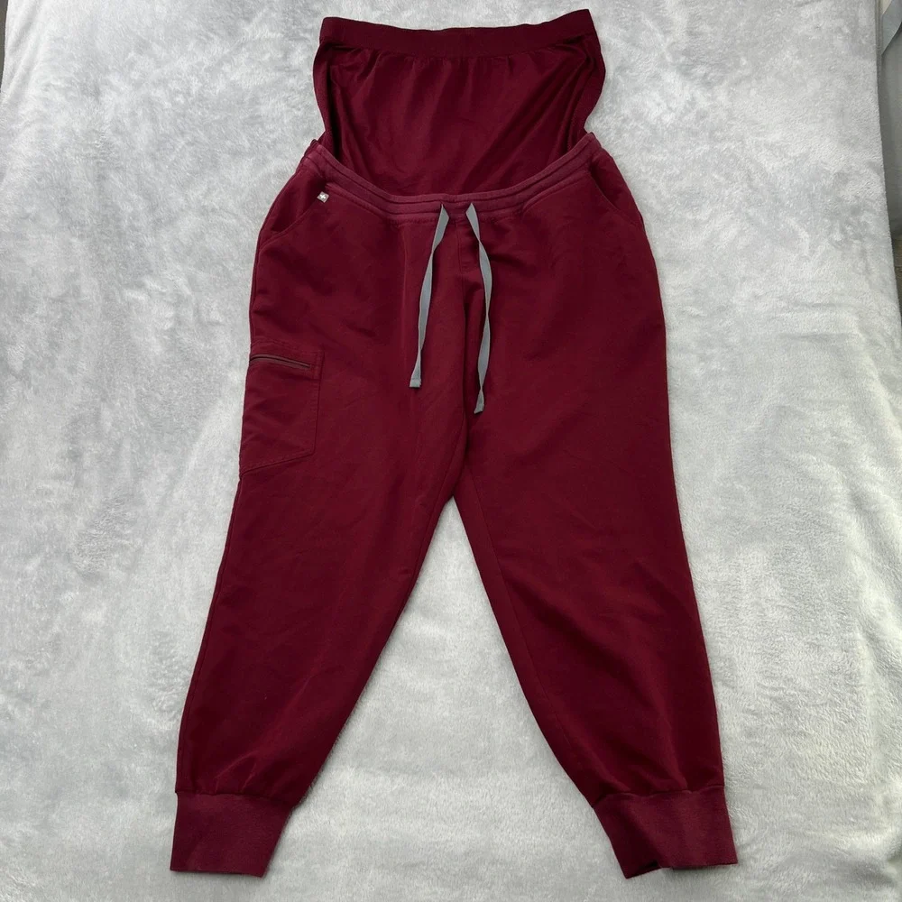 FIGS Maternity Scrub Set L/XL Burgundy Women Medical Jogger Uniform Set - Picture 10 of 16